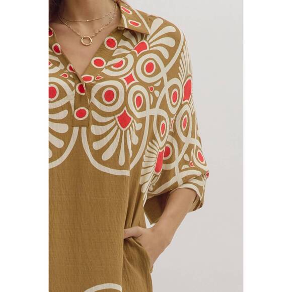 NEW ENTRO sabrina golden midi dress in beige - Picture 6 of 8